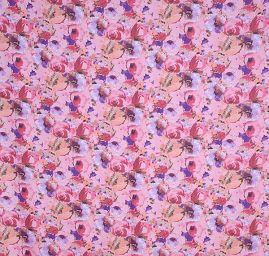 Žakárová letní látka tisk růže červená