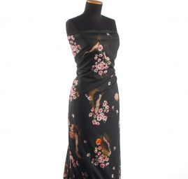 Bavlněný úplet květy černý