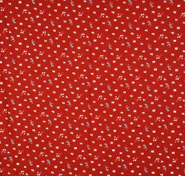 Bavlněná látka vzor praporky/květy červená