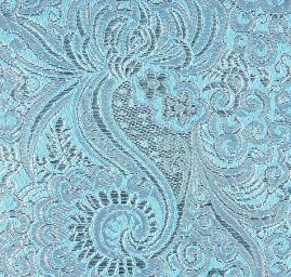 Brokát lamé paisley motiv tyrkysovostříbrný