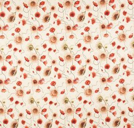 Dekorační látka se vzorem vlčích máků a slunečnic