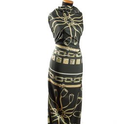 Imitace hedvábí látka kupón přezky zelená