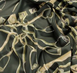 Imitace hedvábí látka kupón přezky zelená