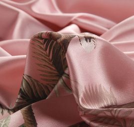 Satén originální tisk Marlen růžový-bordura