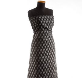 Dekorační látka žakár artdecový vzor černošedá