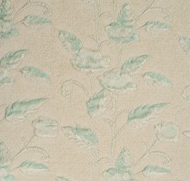 Žakárová látka se vzorem květů v pastel zelené