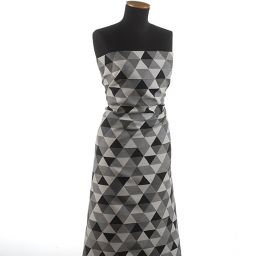 Dekorační látka retro vzor trojúhelníky bílé/černé 