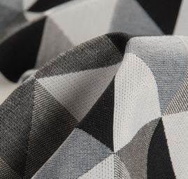 Dekorační látka retro vzor trojúhelníky bílé/černé 