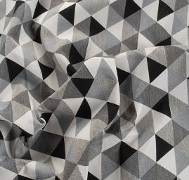 Dekorační látka retro vzor trojúhelníky bílé/černé 