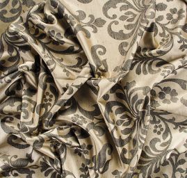 Žakárová látka imitace hedvábí ornament béžová