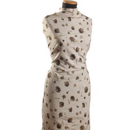 Lněná látka tisk květinový motiv