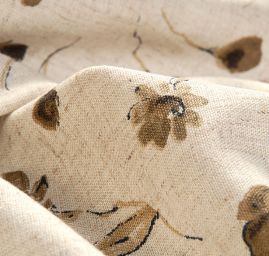 Lněná látka tisk květinový motiv