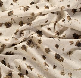 Lněná látka tisk květinový motiv