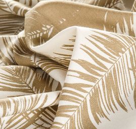 Lněná látka tisk motiv listů