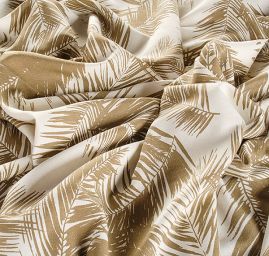 Lněná látka tisk motiv listů