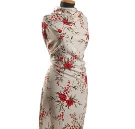 Lněná látka tisk květinový motiv 