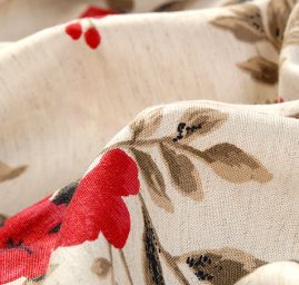 Lněná látka tisk květinový motiv 