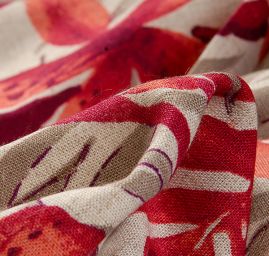 Lněná látka tisk květinový motiv