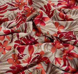 Lněná látka tisk květinový motiv