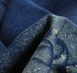 Riflovina pružná tisk ornamentu modrá II.jakost