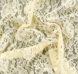 Jemná pružná krajka vzor květy pastel žlutá