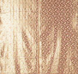 Brokát lamé paisley květinový motiv růžovozlatý 