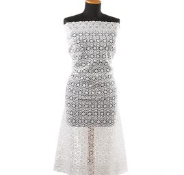 Bavlněná hrubá krajka květinový vzor bílá