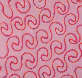 Krep šifon výšivka vlnky růžový II.jakost