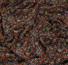 Jemný pružný šifon motiv drobných květů černý II.jakost