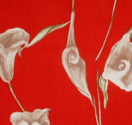 Šifon viskozový květinový se vzorem květu kaly červený