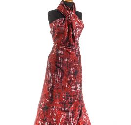 Hedvábný satén abstraktní motiv vínový