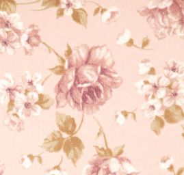 Samet pružný romantický vzor růží pastel růžový