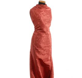 Žakárová látka květinový motiv pastel červená