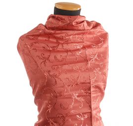 Žakárová látka květinový motiv pastel červená