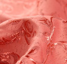 Žakárová látka květinový motiv pastel červená