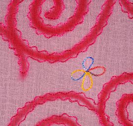 Krep šifon výšivka střední spirála růžová II.jakost