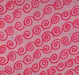 Krep šifon výšivka střední spirála růžová II.jakost