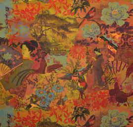 Pružný manšestr japonský motiv