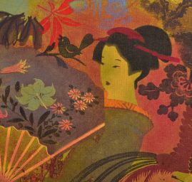 Pružný manšestr japonský motiv