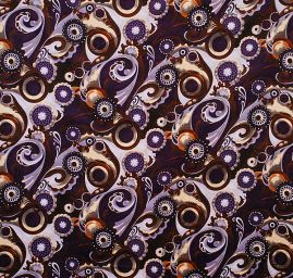 Pružný samet avantgardní motiv fialová/hnědá