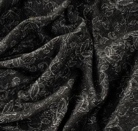 Kostýmová žakárová látka vlna směs květy/rybí kost