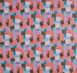 Jemný pružný šifon motiv patchwork růžová
