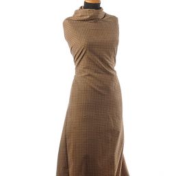 Manšestr nepružný káro hnědobéžový