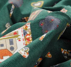 Pružný manšestr dětský vzor zelený