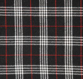 Látka na kostým vzor kostky černá/červená/bílá