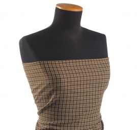 Kostýmová látka vzor drobná kostka hnědá