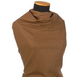 Látka na kostým vzor malé kostky světlá/tmavá hnědá