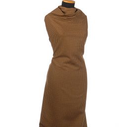 Látka na kostým vzor malé kostky světlá/tmavá hnědá