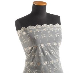 Krajka na tylu výšivka květinová slonová kost II.jakost