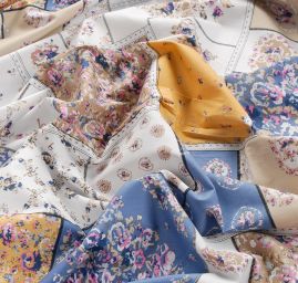 Bavlněná šatová látka květinový patchwork